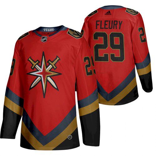 Men Vegas Golden Knights #29 Fleury red NHL 2021 Reverse Retro jersey